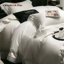 GobekUsa French Lace Edge Bedding Set, 1000TC Egyptian Cotton, Queen King, Duvet, Sheet, Pillowcases