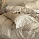 GobekUsa French Lace Flowers Bedding Set, 100% Cotton Double Layer, Soft Duvet Cover, Bed Sheet, Pillowcases