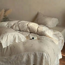 GobekUsa French Lace Flowers Bedding Set, 100% Cotton Double Layer, Soft Duvet Cover, Bed Sheet, Pillowcases