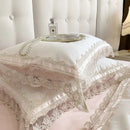 GobekUsa French Lace Flowers Embroidery Wedding Bedding Set 1200TC - Luxurious and Romantic Cotton Duvet Cover Set