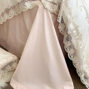 GobekUsa French Lace Flowers Embroidery Wedding Bedding Set 1200TC - Luxurious and Romantic Cotton Duvet Cover Set