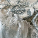 GobekUsa French Lace Ruffles Princess Bedding Set with Milk Velvet Quilt Cover & Pillowcases
