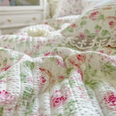 GobekUsa French Lace Ruffles Seersucker Bed Set: 4Pcs Princess Bedding Quilt Cover