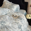 GobekUsa French Lace Ruffles Princess Bedding Set - Velvety Warm Quilt Cover, Bed Skirt, Bedspread, Pillowcases