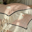 GobekUsa French Lace Ruffles Lattice Bedding Set 1000TC Egyptian Cotton Duvet Cover Sheets Pillows