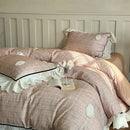 GobekUsa French Lace Ruffles Lattice Bedding Set 1000TC Egyptian Cotton Duvet Cover Sheets Pillows