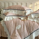 GobekUsa French Lace Ruffles Lattice Bedding Set 1000TC Egyptian Cotton Duvet Cover Sheets Pillows