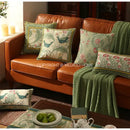 GobekUsa French Linen Flax Lumbar Pillow Cover Flower Birds Print, Fairy Green