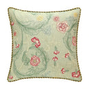 GobekUsa French Linen Flax Lumbar Pillow Cover Flower Birds Print, Fairy Green