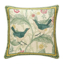GobekUsa French Linen Flax Lumbar Pillow Cover Flower Birds Print, Fairy Green