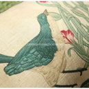 GobekUsa French Linen Flax Lumbar Pillow Cover Flower Birds Print, Fairy Green