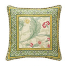 GobekUsa French Linen Flax Lumbar Pillow Cover Flower Birds Print, Fairy Green
