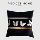 GobekUsa French Night Velvet Throw Pillow Case with Embroidered Butterflies