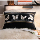GobekUsa French Night Velvet Throw Pillow Case with Embroidered Butterflies