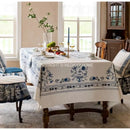 GobekUsa Blue Onion Print Tablecloth Overlay: Luxe French Pastoral Banquet Dining Decoration