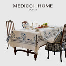 GobekUsa Blue Onion Print Tablecloth Overlay: Luxe French Pastoral Banquet Dining Decoration