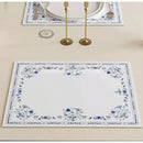 GobekUsa Blue Onion Print Tablecloth Overlay: Luxe French Pastoral Banquet Dining Decoration