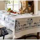 GobekUsa Blue Onion Print Tablecloth Overlay: Luxe French Pastoral Banquet Dining Decoration