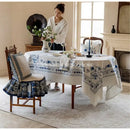 GobekUsa Blue Onion Print Tablecloth Overlay: Luxe French Pastoral Banquet Dining Decoration
