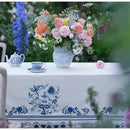 GobekUsa Blue Onion Print Tablecloth Overlay: Luxe French Pastoral Banquet Dining Decoration
