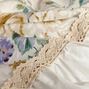 GobekUsa French Pastoral Princess Lace Bedding Set with Ruffles, 100% Cotton, Queen King