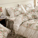 GobekUsa French Pastoral Princess Lace Bedding Set with Ruffles, 100% Cotton, Queen King
