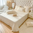 GobekUsa French Princess Wedding Bedding Set, Lace Ruffles, Flowers Embroidery.