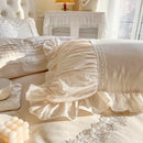 GobekUsa French Princess Cotton Bedding Set with Flower Embroidery and Ruffle Edge