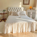 GobekUsa French Princess Cotton Bedding Set with Flower Embroidery and Ruffle Edge