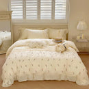 GobekUsa French Princess Floral Lace Ruffles Bedding Set with Imitation Pearls