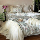 GobekUsa French Princess Lace Ruffles Bedding Set with Soft Silky Touch