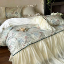 GobekUsa French Princess Lace Ruffles Bedding Set with Soft Silky Touch