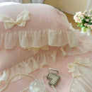 GobekUsa French Princess Lace Ruffles Bedding Set with Velvet Duvet Cover