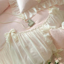 GobekUsa French Princess Lace Ruffles Bedding Set with Velvet Duvet Cover