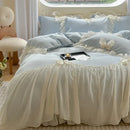 GobekUsa French Princess Lace Ruffles Bedding Set with Velvet Duvet Cover