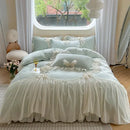 GobekUsa French Princess Lace Ruffles Bedding Set with Velvet Duvet Cover