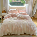 GobekUsa French Princess Lace Ruffles Bedding Set with Velvet Duvet Cover