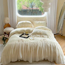 GobekUsa French Princess Lace Ruffles Bedding Set with Velvet Duvet Cover