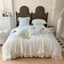 GobekUsa French Princess Wedding Bedding Set, Cozy Queen King Size Duvet Cover, Bed Sheet