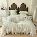 GobekUsa French Princess Wedding Bedding Set, Cozy Queen King Size Duvet Cover, Bed Sheet