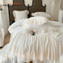GobekUsa French Princess Wedding Bedding Set, Cozy Queen King Size Duvet Cover, Bed Sheet
