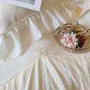 GobekUsa French Princess Velvet Bedding Set, Queen Size with Lace Ruffles