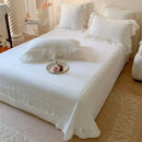 GobekUsa French Princess Velvet Bedding Set, Queen Size with Lace Ruffles