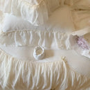 GobekUsa French Princess Velvet Bedding Set, Queen Size with Lace Ruffles