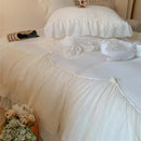 GobekUsa French Princess Velvet Bedding Set, Queen Size with Lace Ruffles