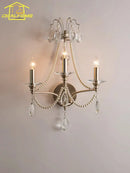 GobekUsa French Retro Crystal LED Wall Lamp - Luxury Iron Art Decor for Living Room