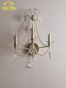 GobekUsa French Retro Crystal LED Wall Lamp - Luxury Iron Art Decor for Living Room