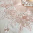 GobekUsa French Romantic Lace Ruffles Flowers Embroidery Bedding Set in Pink & Blue Cotton
