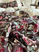 GobekUsa French Rose Flowers Pattern Bedding Set, 100% Cotton, Ruffles, Duvet Cover, Bed Skirt