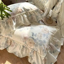 GobekUsa French Rose Flowers Print Bedding Set, Elegant Ruffles Princess Collection